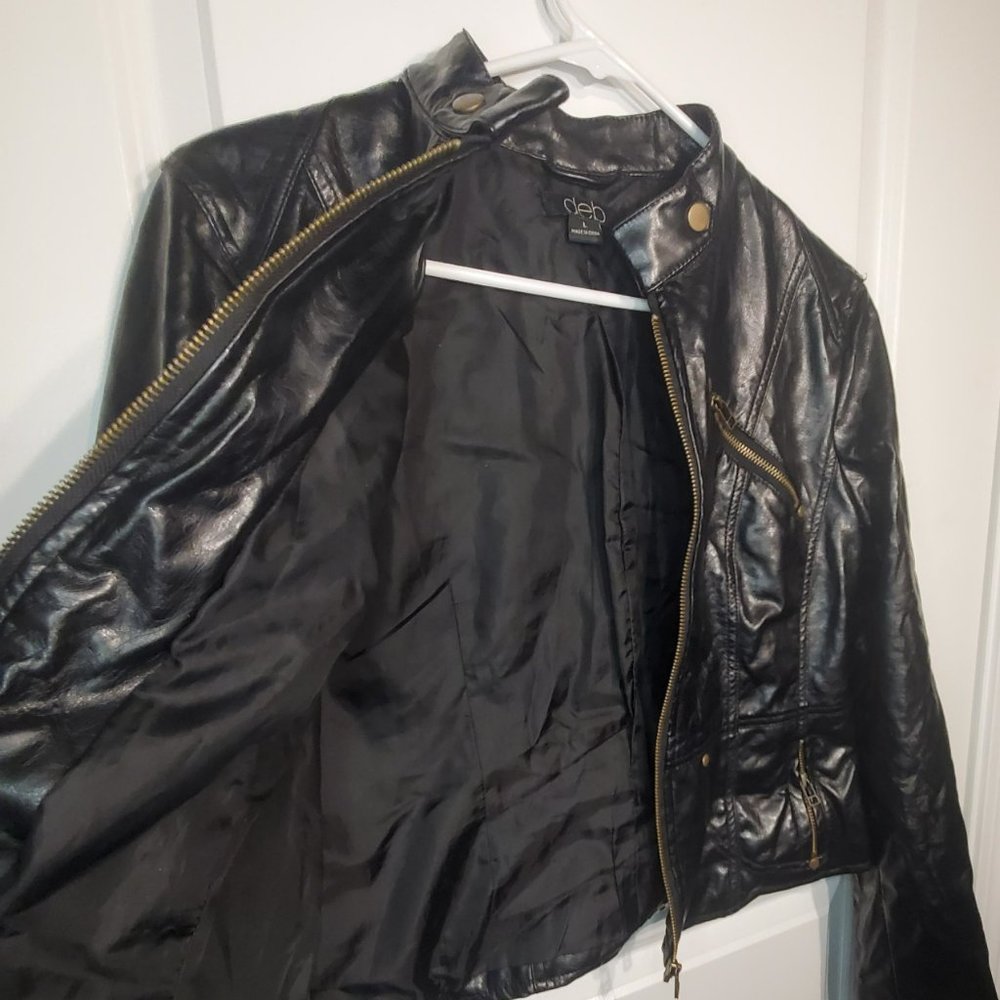 Deb Size Large Sexy Faux Leather Women’s Black Jacket - Picture 4 of 13